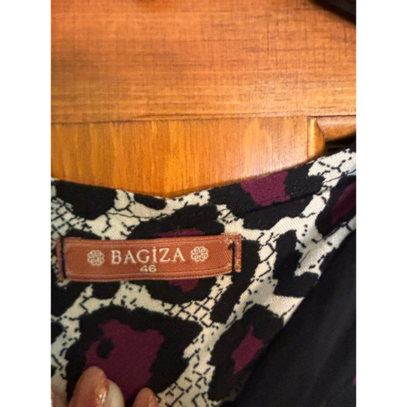 Bagiza Animal Print Maxi Dress Women’s 46 XL Purple Black Leopard Button Front - Picture 6 of 8